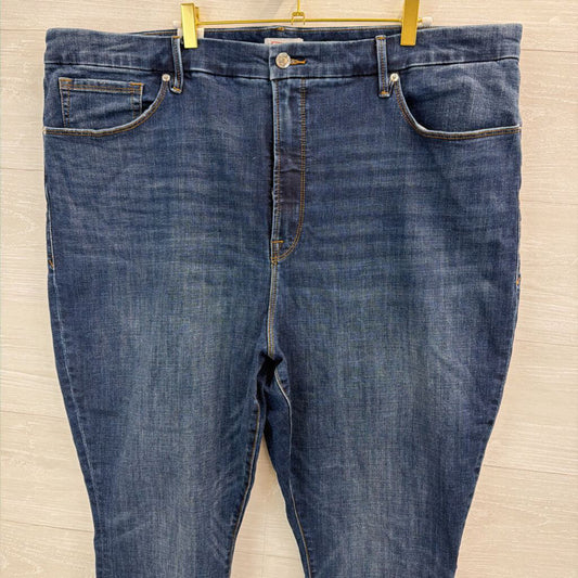 Good American Dark Wash Raw Hem Skinny Leg Jeans 26W