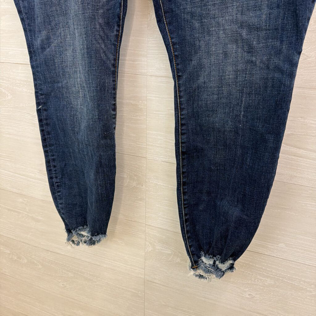 Good American Dark Wash Raw Hem Skinny Leg Jeans 26W