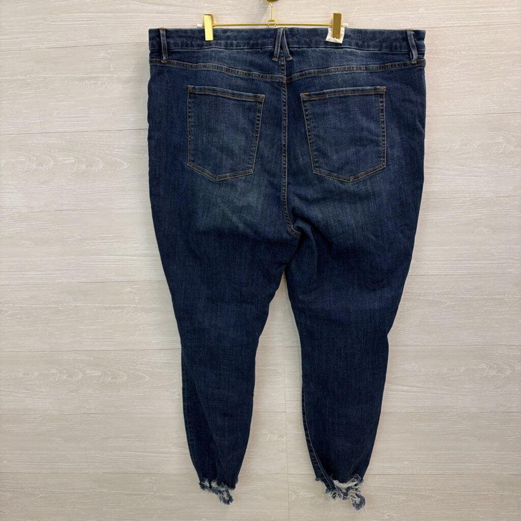 Good American Dark Wash Raw Hem Skinny Leg Jeans 26W