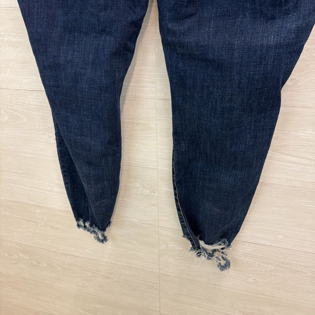 Good American Dark Wash Raw Hem Skinny Leg Jeans 26W