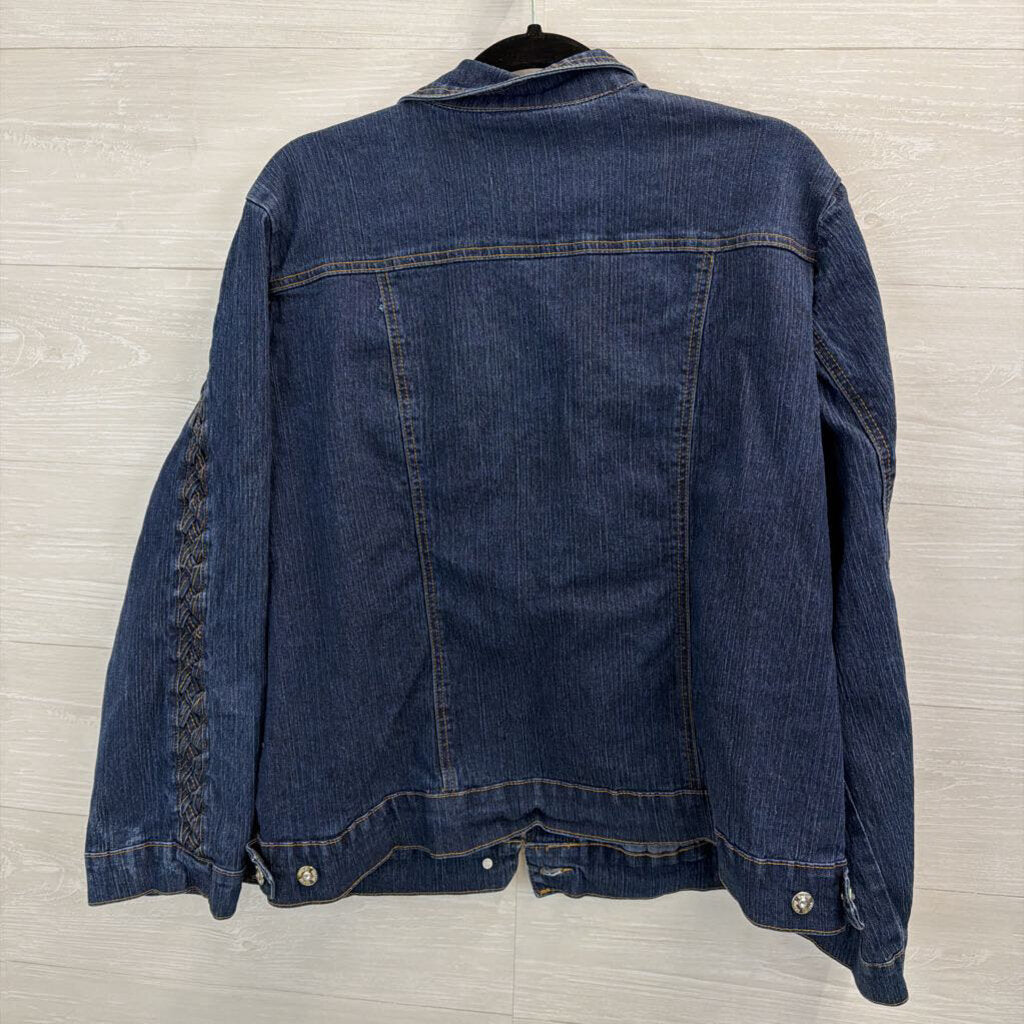 Drama Medium Wash Braided Detail Denim Jacket 3X