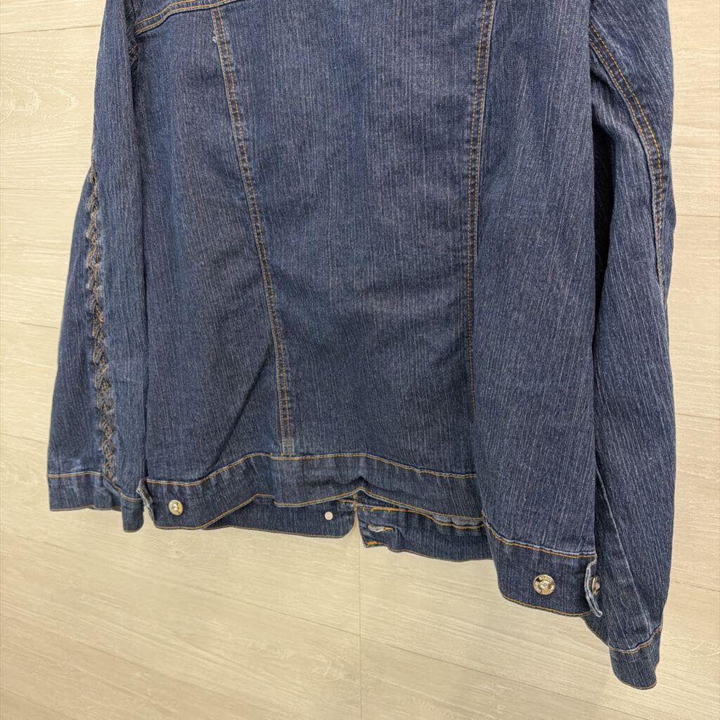 Drama Medium Wash Braided Detail Denim Jacket 3X