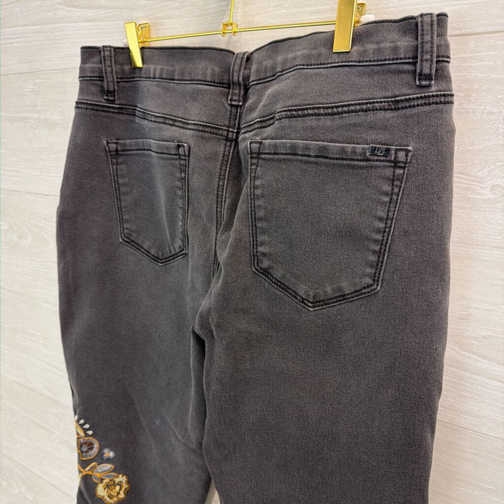 DG2 Black Embroidered Denim Skinny Leg Jeans 16