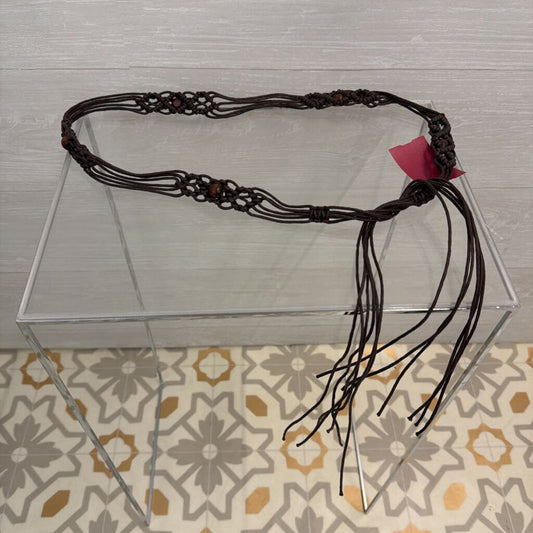 Brown Woven String Tie Waist Belt One Size