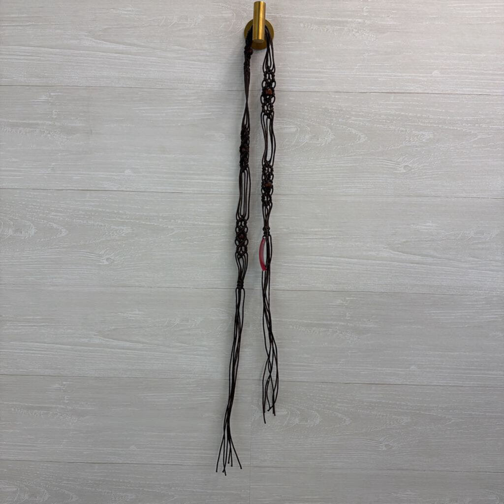 Brown Woven String Tie Waist Belt One Size