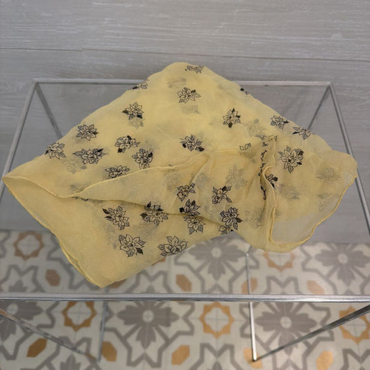 Yellow/ Black Flower Print Small Square Scarf