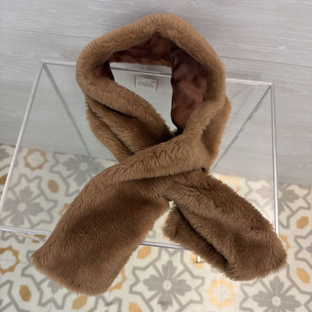 Brown Faux Fur Wrap Neck Scarf