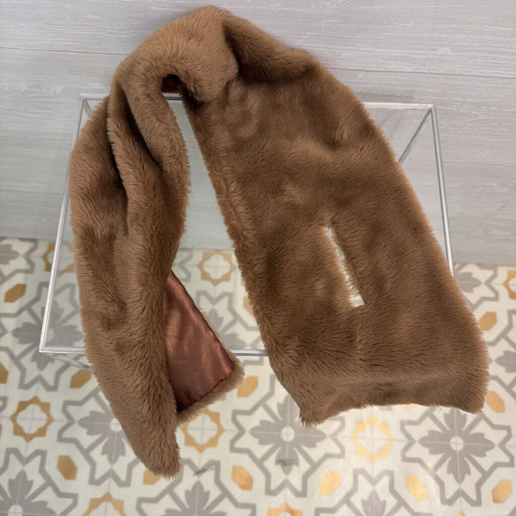 Brown Faux Fur Wrap Neck Scarf