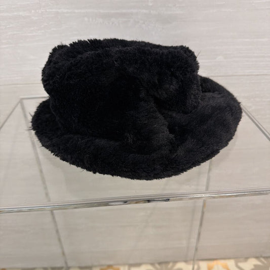Black Faux Fur Bucket Hat