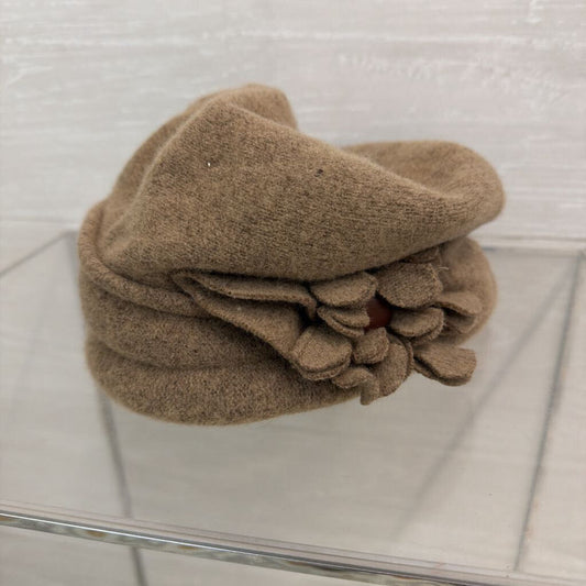 Betmar Brown Flower Detail Knit Hat
