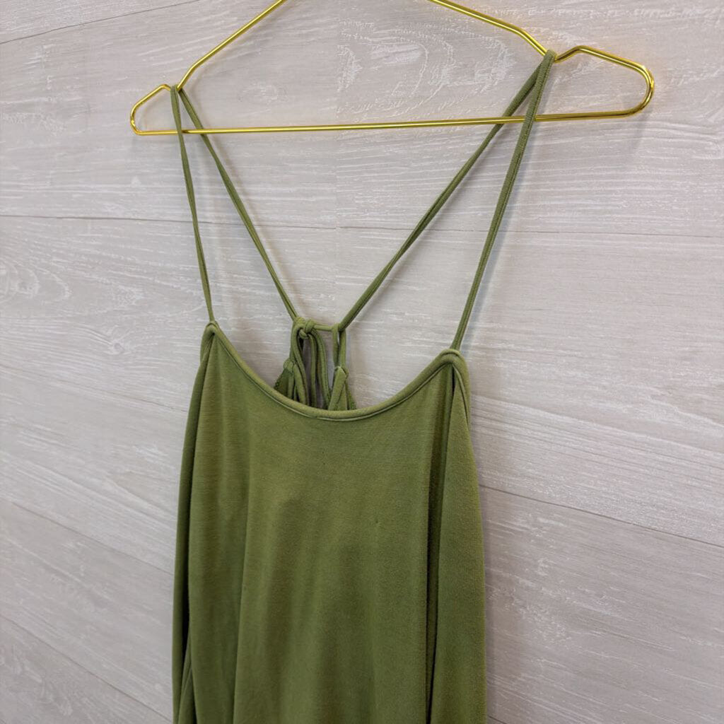 Blue Sky Green Long Sleeve Tie Back Top Medium