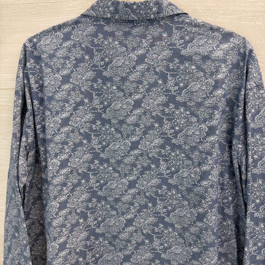 Orvis Blue Print Long Sleeve Button Down Top Large