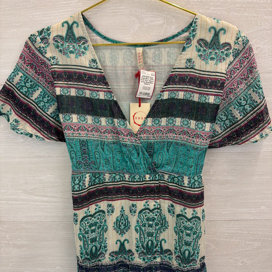 Raga Blue/ White Print Short Sleeve Dress Small