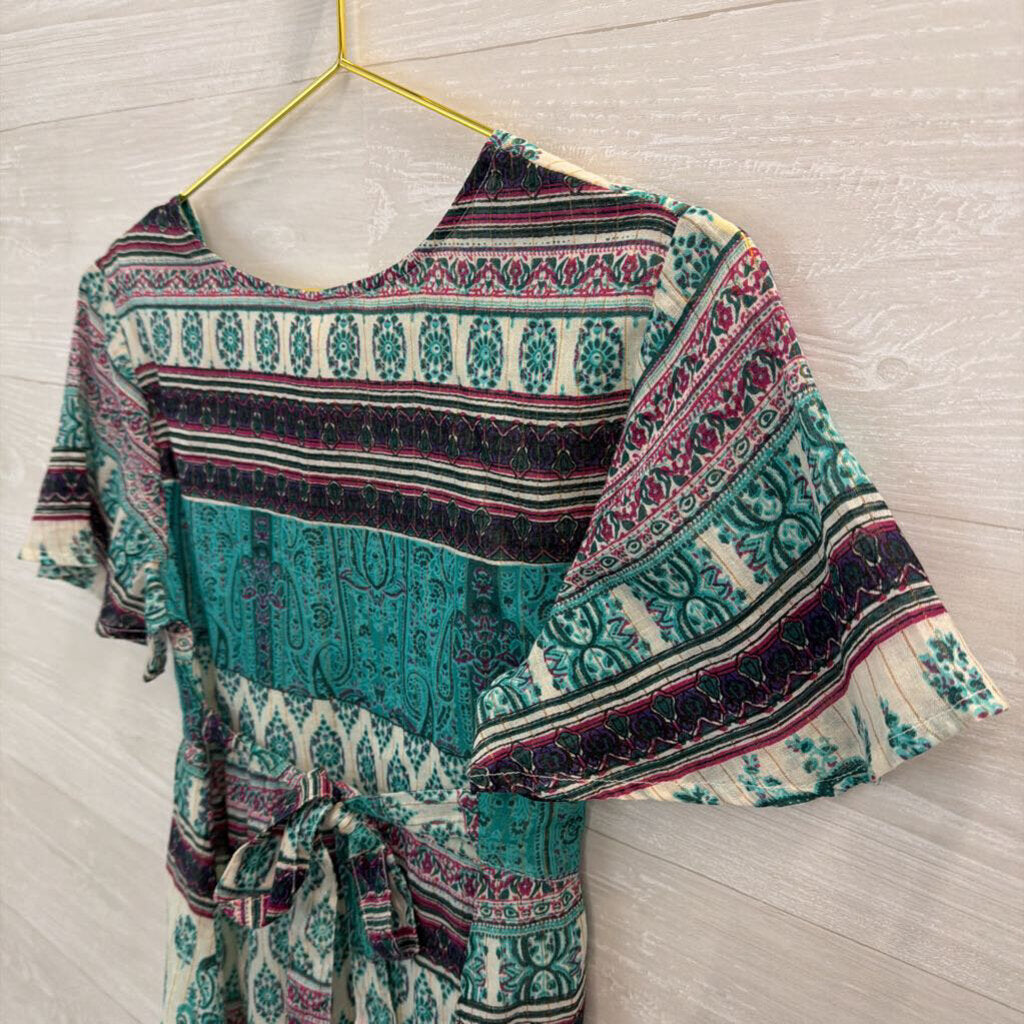 Raga Blue/ White Print Short Sleeve Dress Small