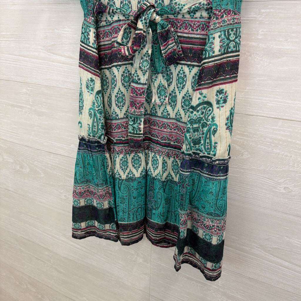 Raga Blue/ White Print Short Sleeve Dress Small