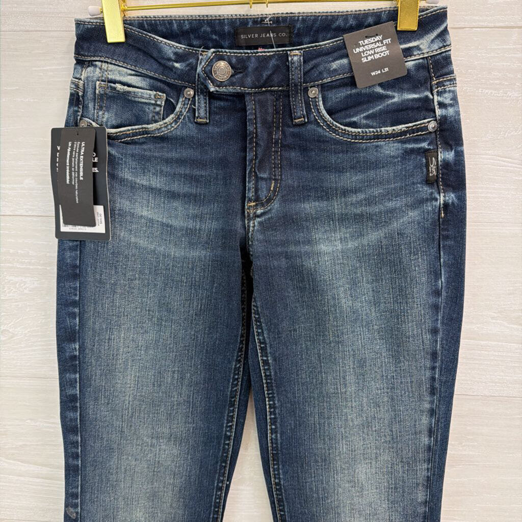 Silver Jeans Co Dark Wash Low Rise Slim Boot Jeans 24