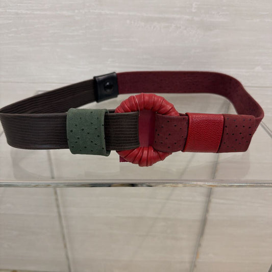 Green/ Red Multi Leather Statement Belt Small