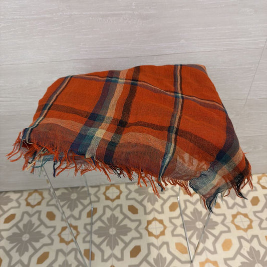 Orange/ Multi Plaid Scarf
