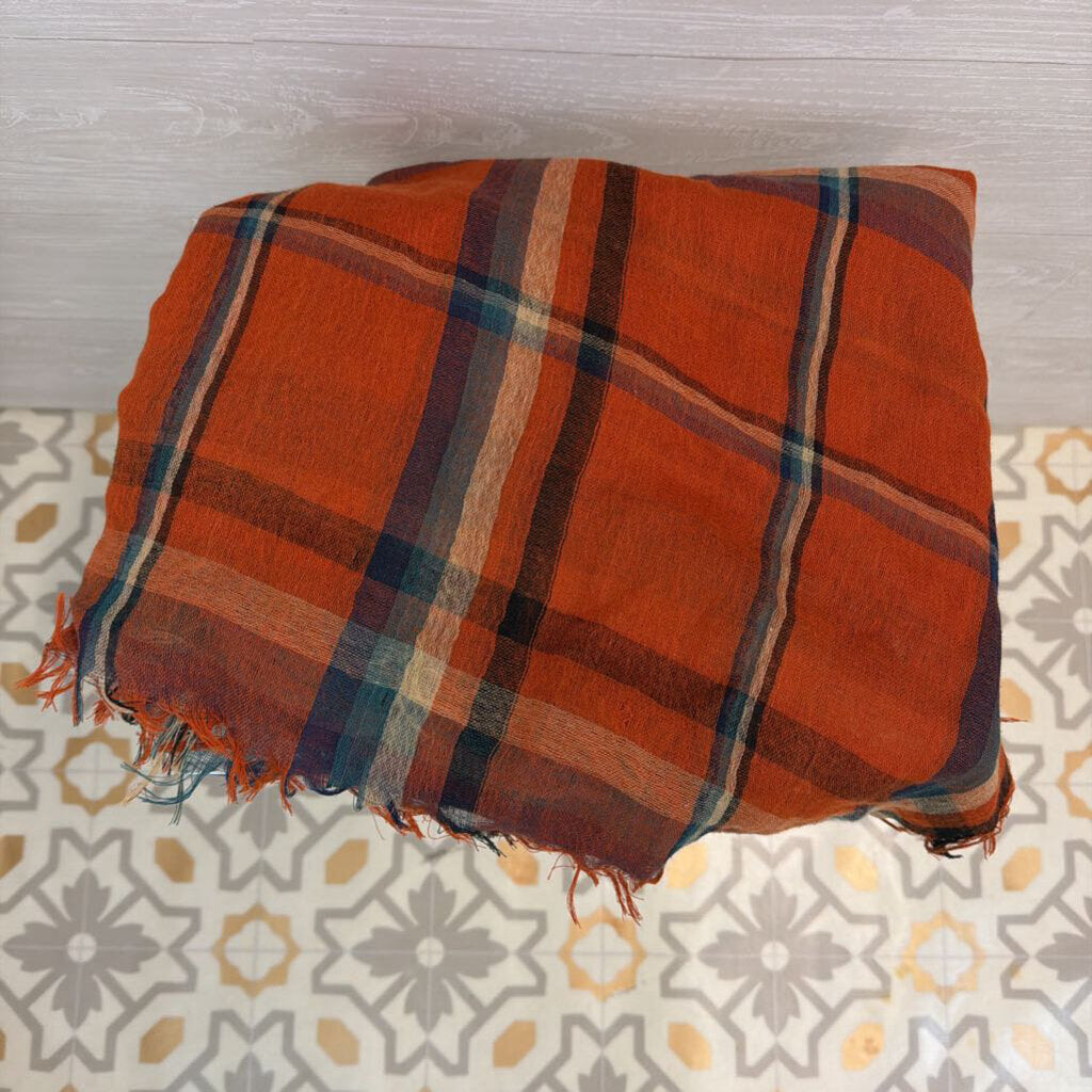 Orange/ Multi Plaid Scarf