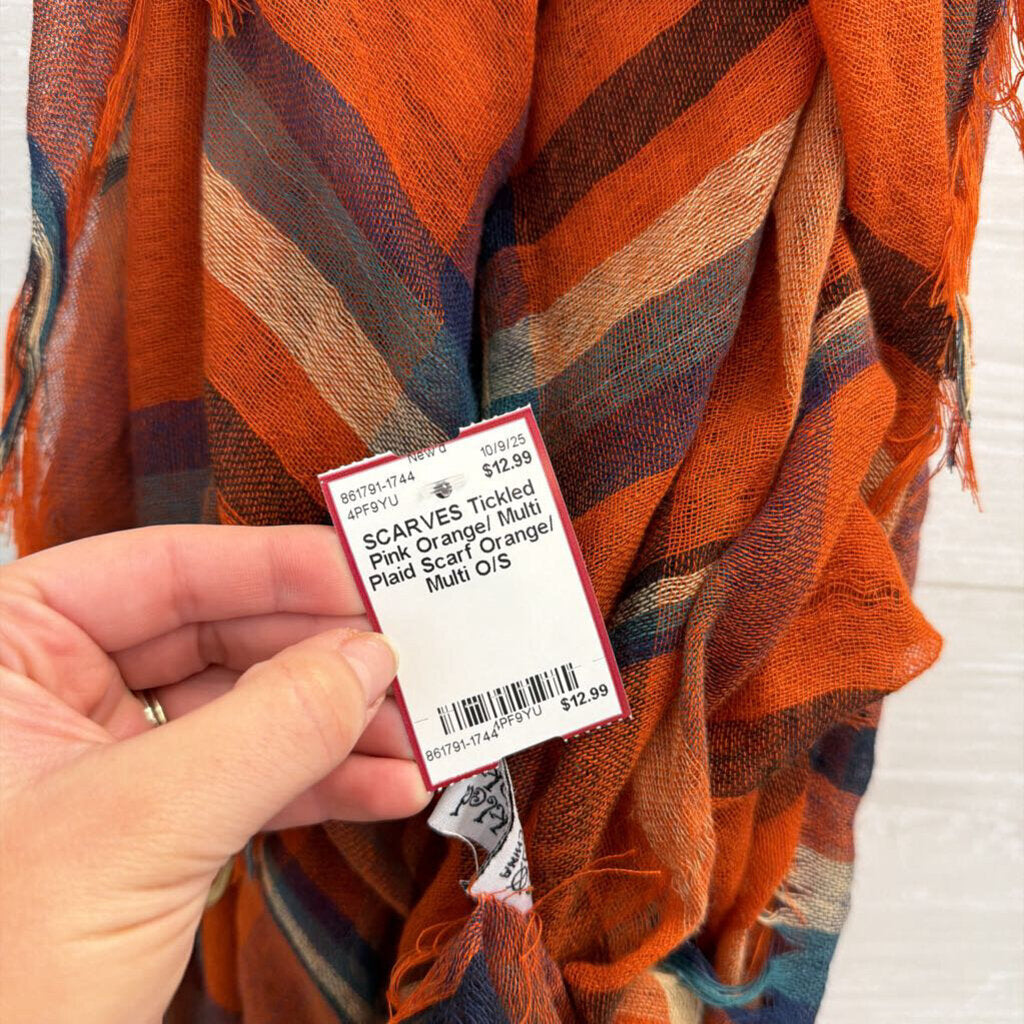 Orange/ Multi Plaid Scarf