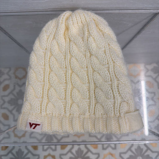 Cream Cable Knit Virginia Tech Beanie