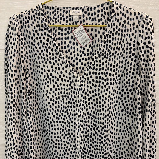 J Crew White/ Black Dot Print Long Sleeve Top 10