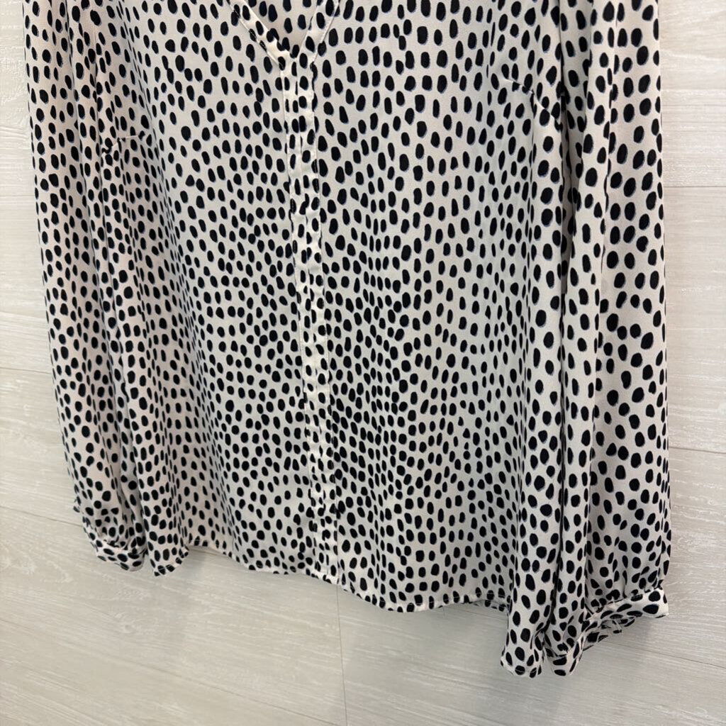 J Crew White/ Black Dot Print Long Sleeve Top 10