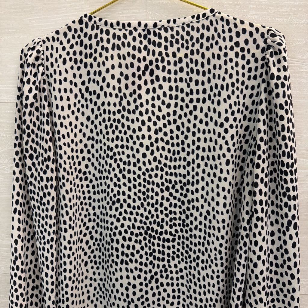 J Crew White/ Black Dot Print Long Sleeve Top 10