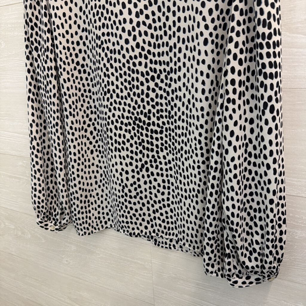 J Crew White/ Black Dot Print Long Sleeve Top 10