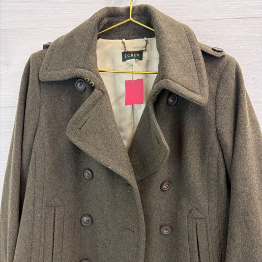 J Crew Green 100% Wool Double Breasted Jacket Large