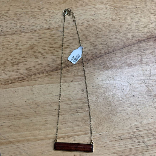 Gold/ Brown Bar Pendant Necklace
