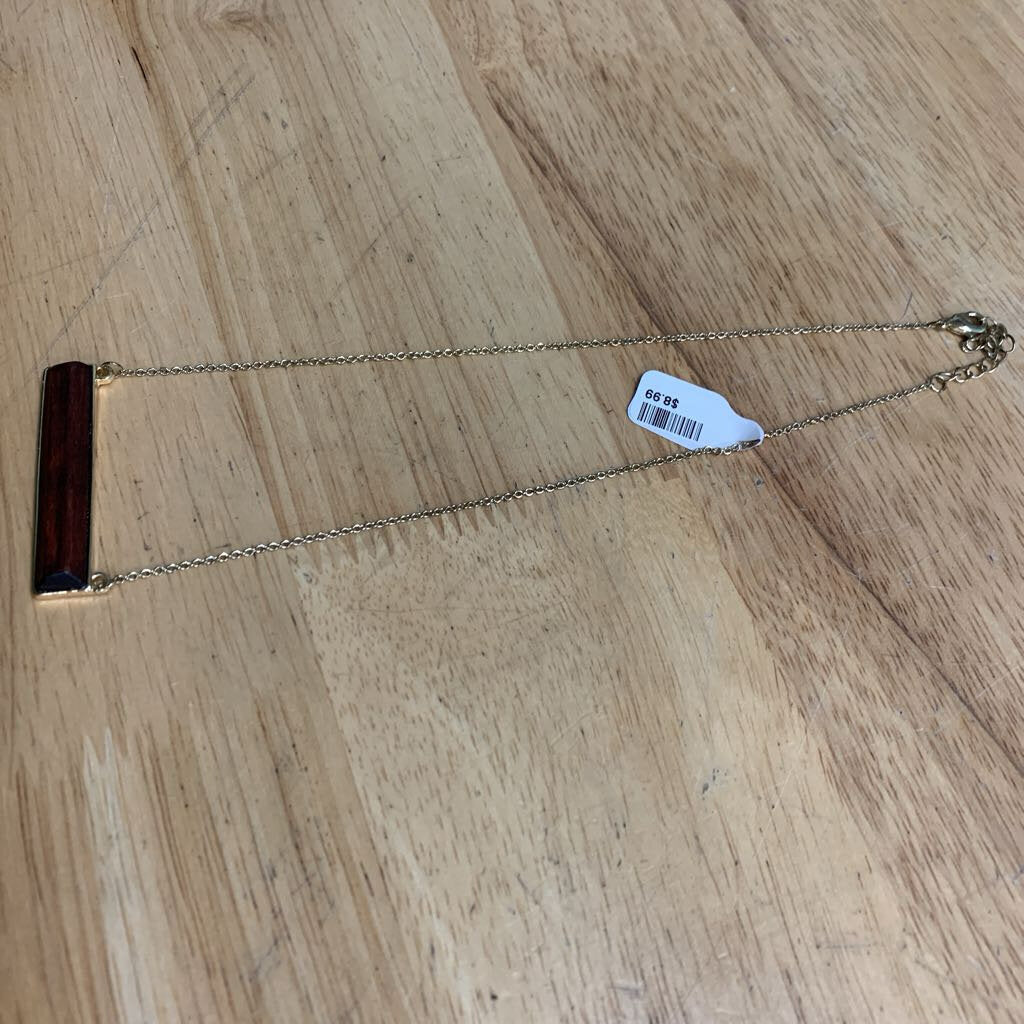 Gold/ Brown Bar Pendant Necklace