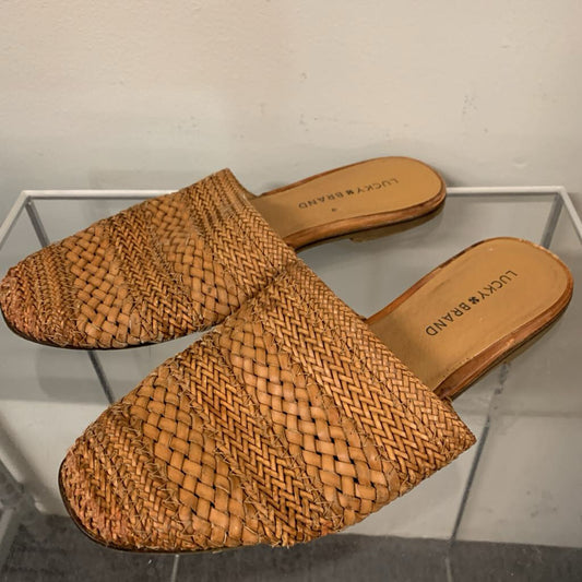 Lucky Brand Brown Woven Leather Mules 8.5