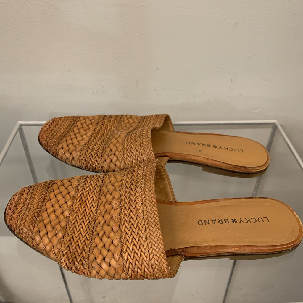 Lucky Brand Brown Woven Leather Mules 8.5