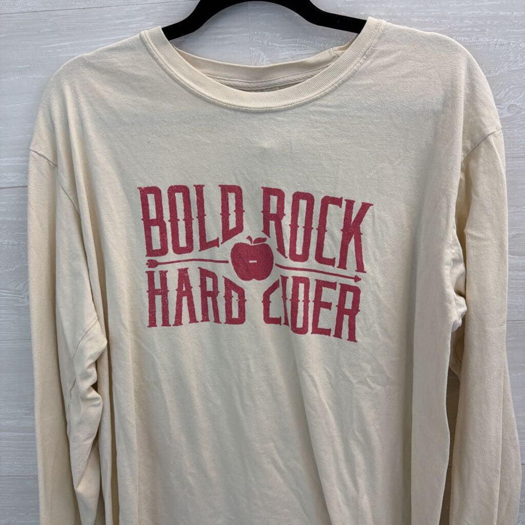 Comfort Colors Cream/ Red Bold Rock Long Sleeve Graphic Tee Large