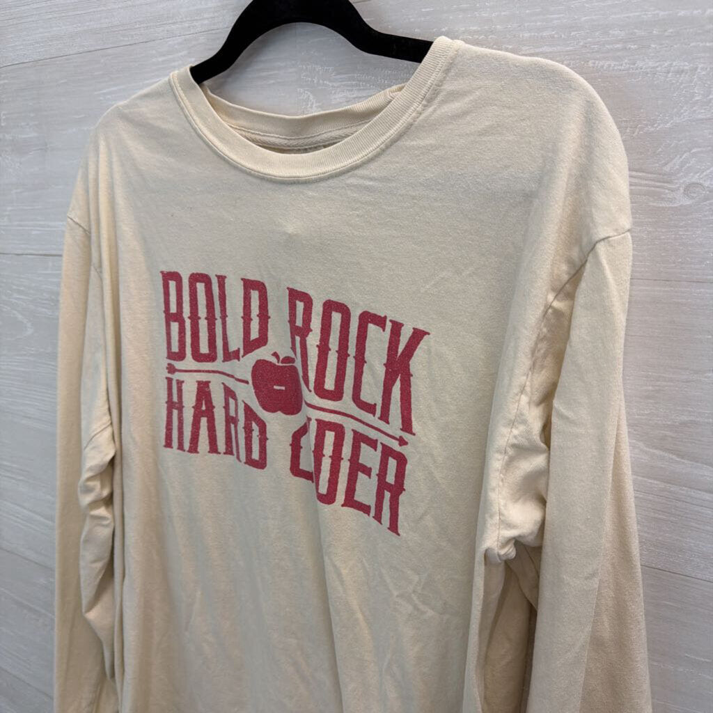 Comfort Colors Cream/ Red Bold Rock Long Sleeve Graphic Tee Large