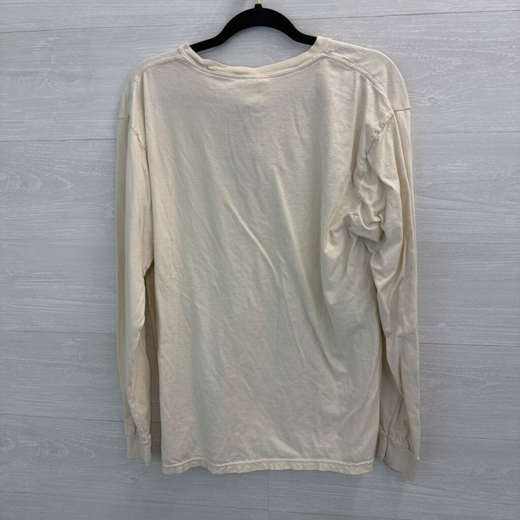 Comfort Colors Cream/ Red Bold Rock Long Sleeve Graphic Tee Large