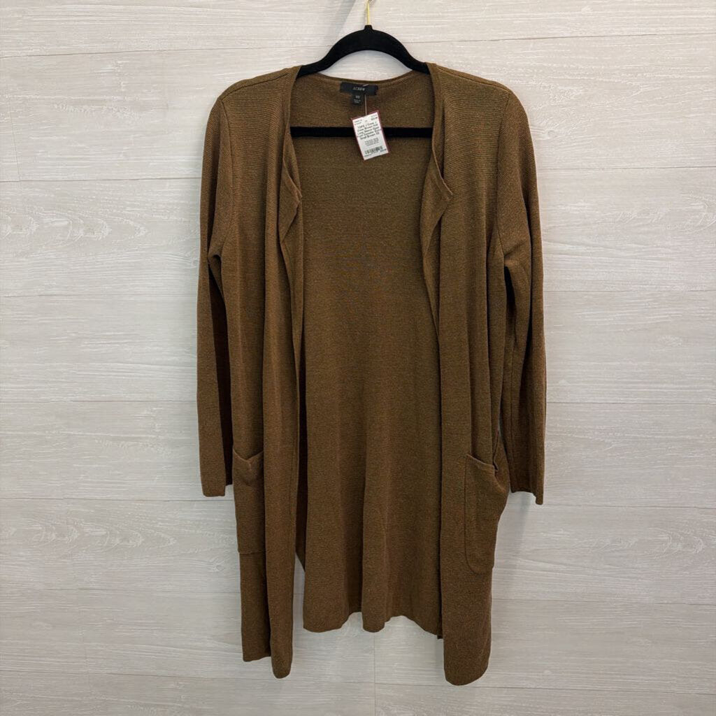 J Crew Brown Knit Long Sleeve Open Front Sweater Extra Small