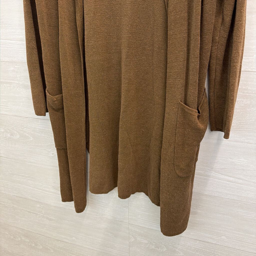 J Crew Brown Knit Long Sleeve Open Front Sweater Extra Small