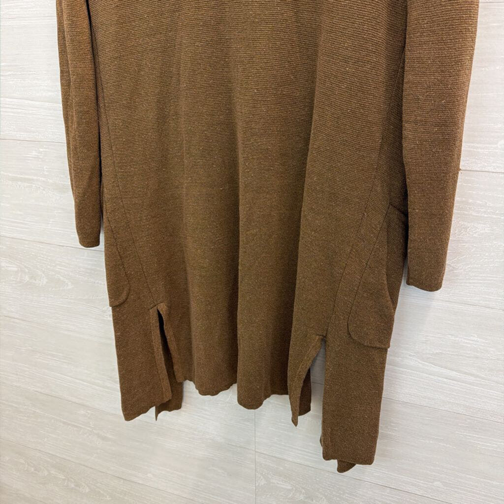 J Crew Brown Knit Long Sleeve Open Front Sweater Extra Small
