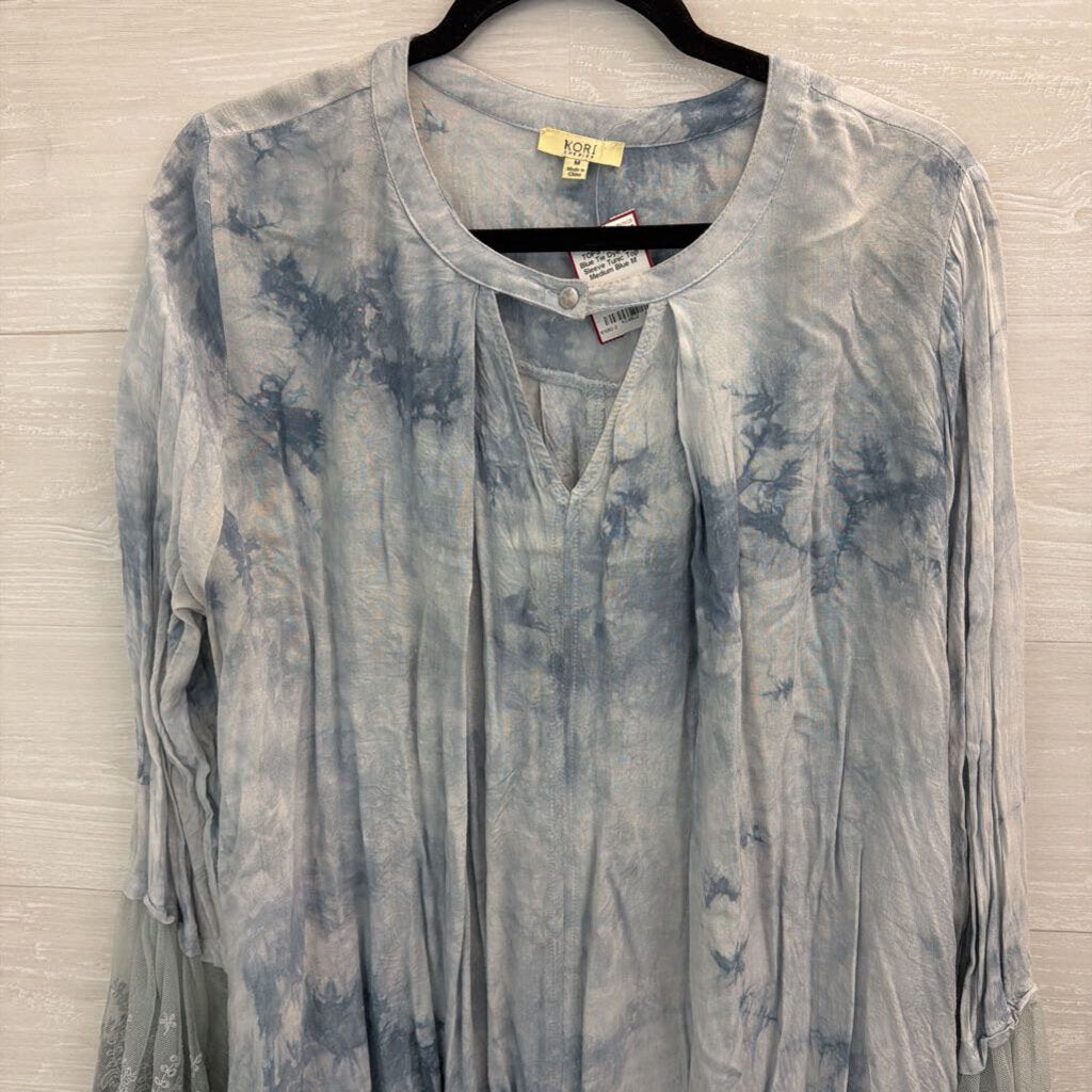 Kori Blue Tie Dye Long Sleeve Tunic Top Medium