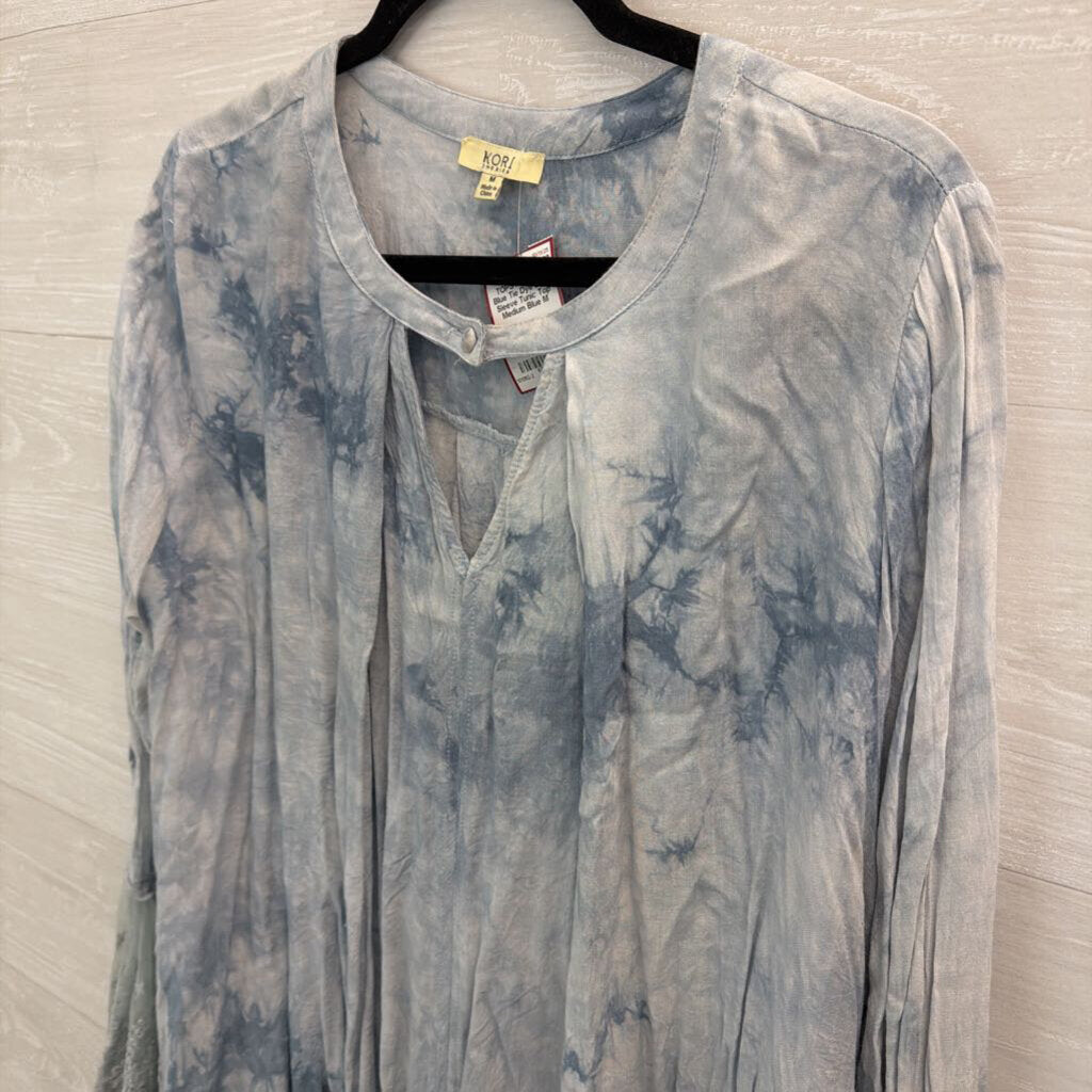Kori Blue Tie Dye Long Sleeve Tunic Top Medium