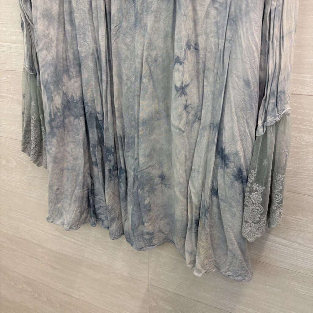 Kori Blue Tie Dye Long Sleeve Tunic Top Medium
