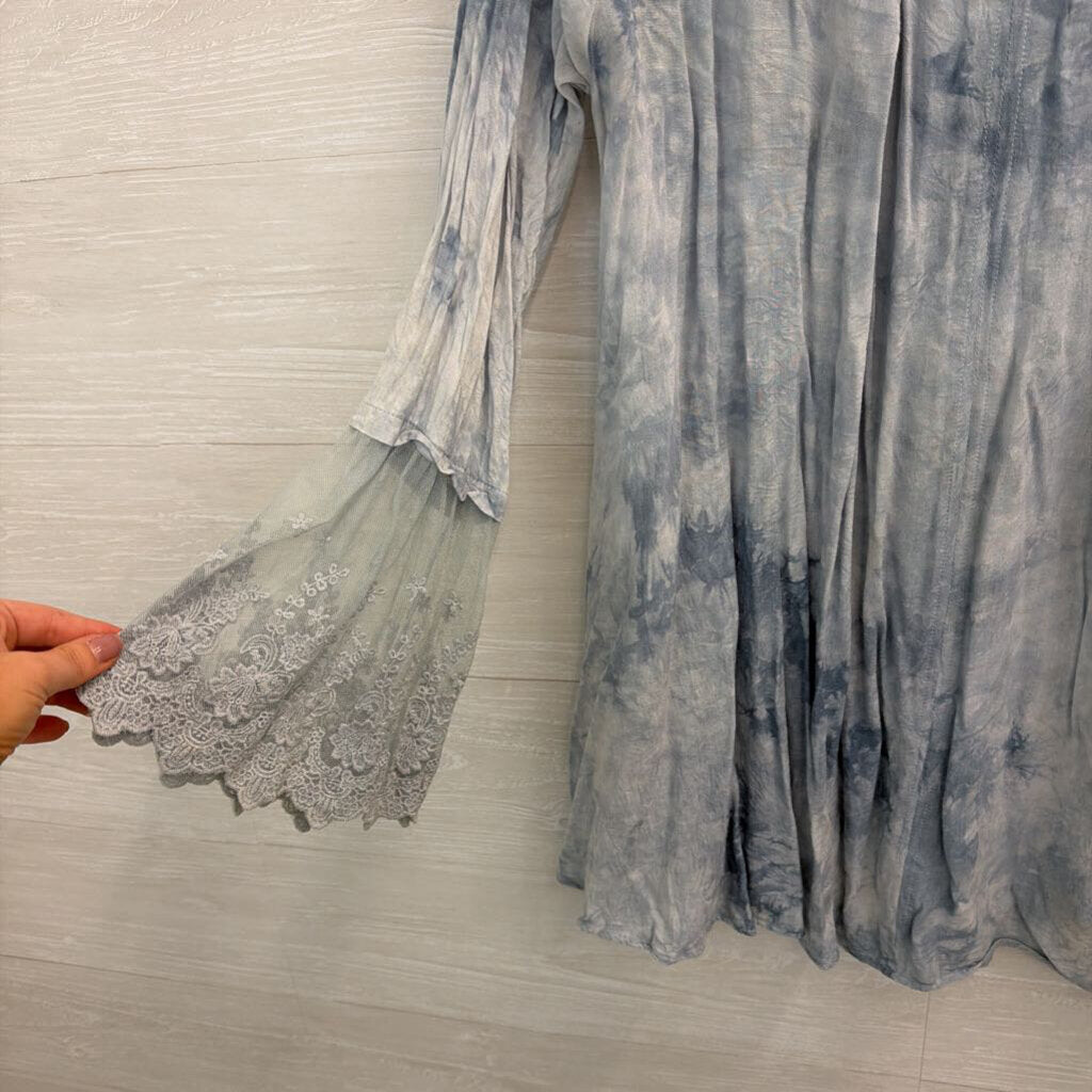 Kori Blue Tie Dye Long Sleeve Tunic Top Medium