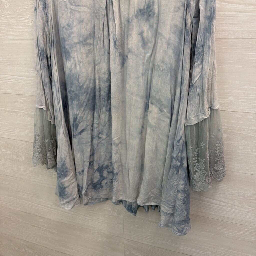 Kori Blue Tie Dye Long Sleeve Tunic Top Medium