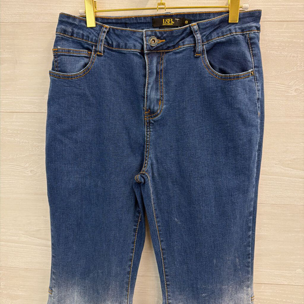 Lucky and Blessed Dark/ Light Wash Flare Jeans 8