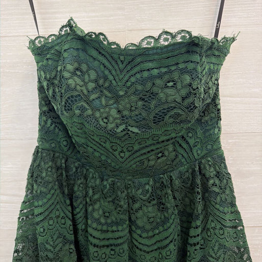 Lulus Green Lace Strapless Short Formal Dress Small
