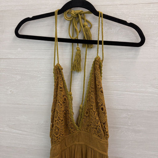 Wishlist Olive Green Lace Halter Top Maxi Dress Large