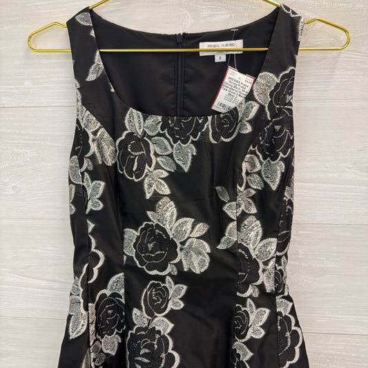 Prabal Gurung Black/ Silver Embroidered Flower Tank Dress 2