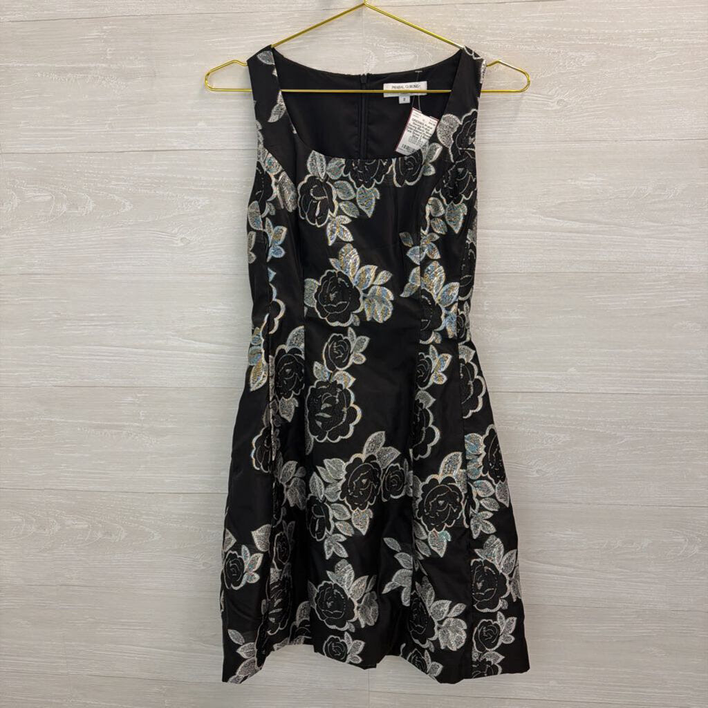 Prabal Gurung Black/ Silver Embroidered Flower Tank Dress 2